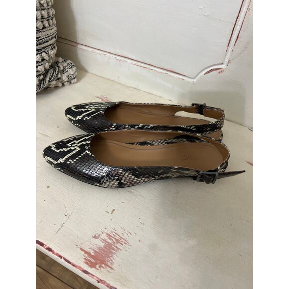 Vionic Jade Boa Shoes Slingback Flats Pointed Toe Snake Print Womens Size 8.5 - Picture 1 of 4